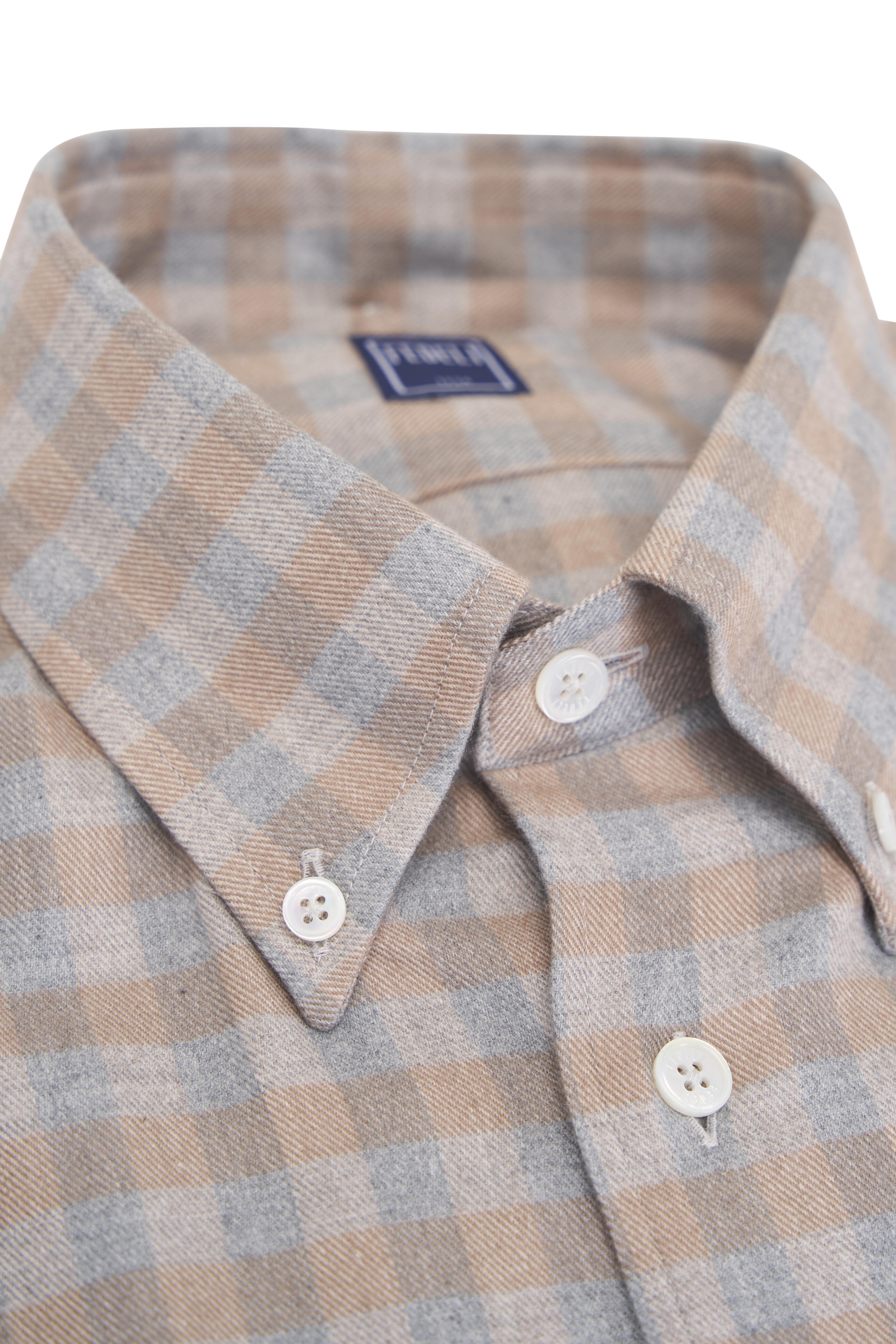 Fedeli - Tan & Gray Check Sport Shirt