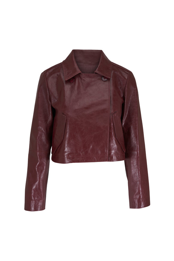 Dorothee Schumacher Broken Shine Burgundy Cropped Leather Jacket - view 1