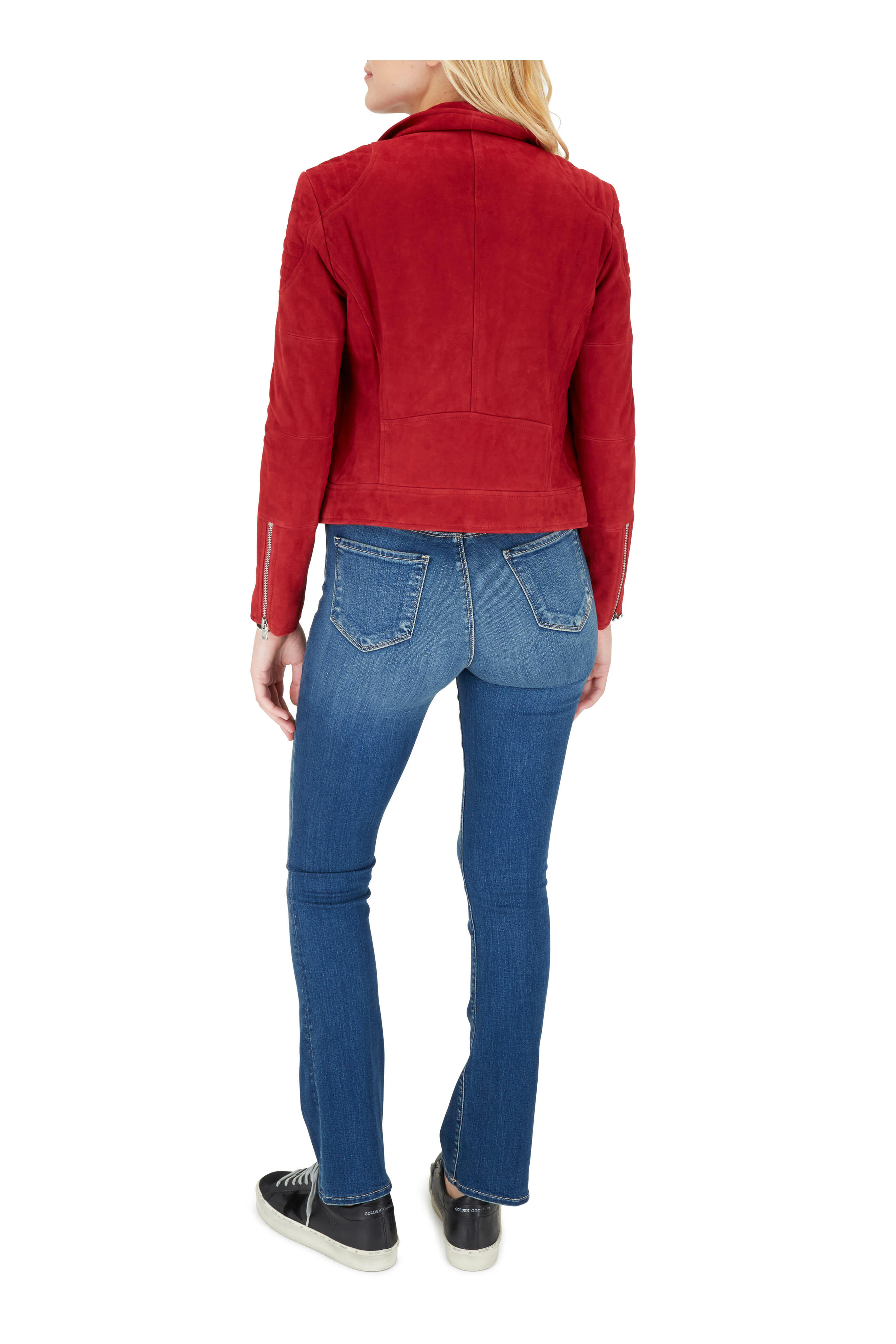 L'Agence - Ryder Roadster Red Suede Moto Jacket