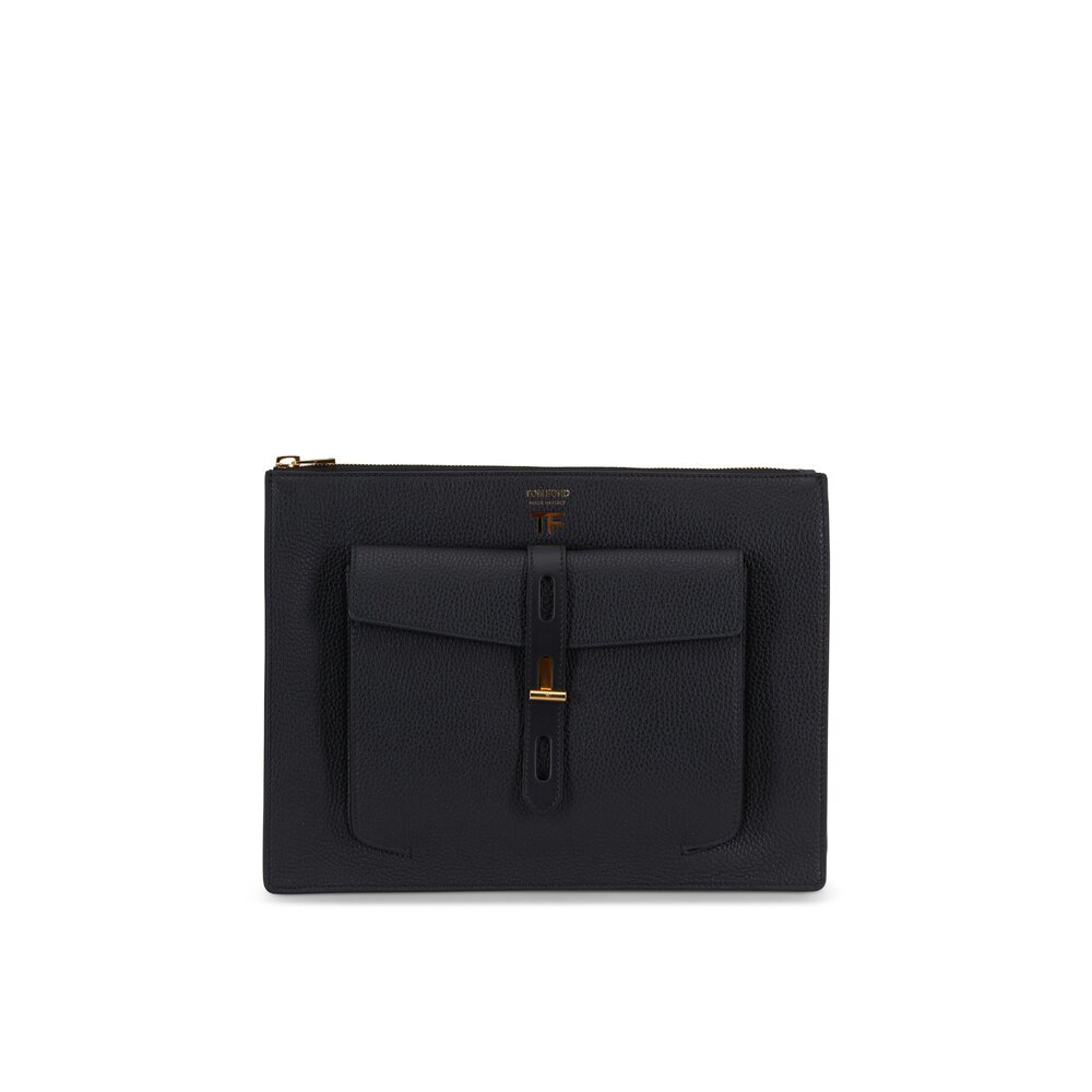 Tom Ford - Black Rialto Grain Leather Zip Pouch