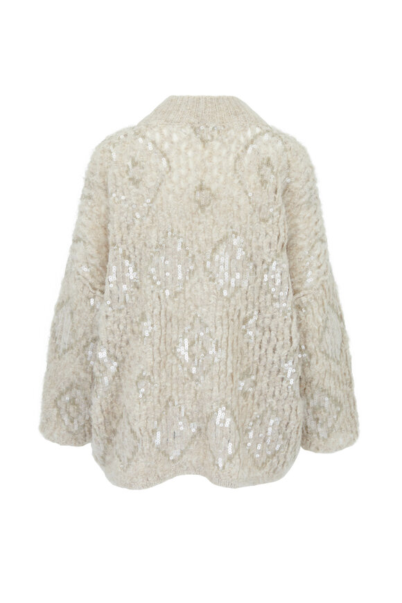 Brunello Cucinelli - Beige Opera Sequin Knit Cardigan 