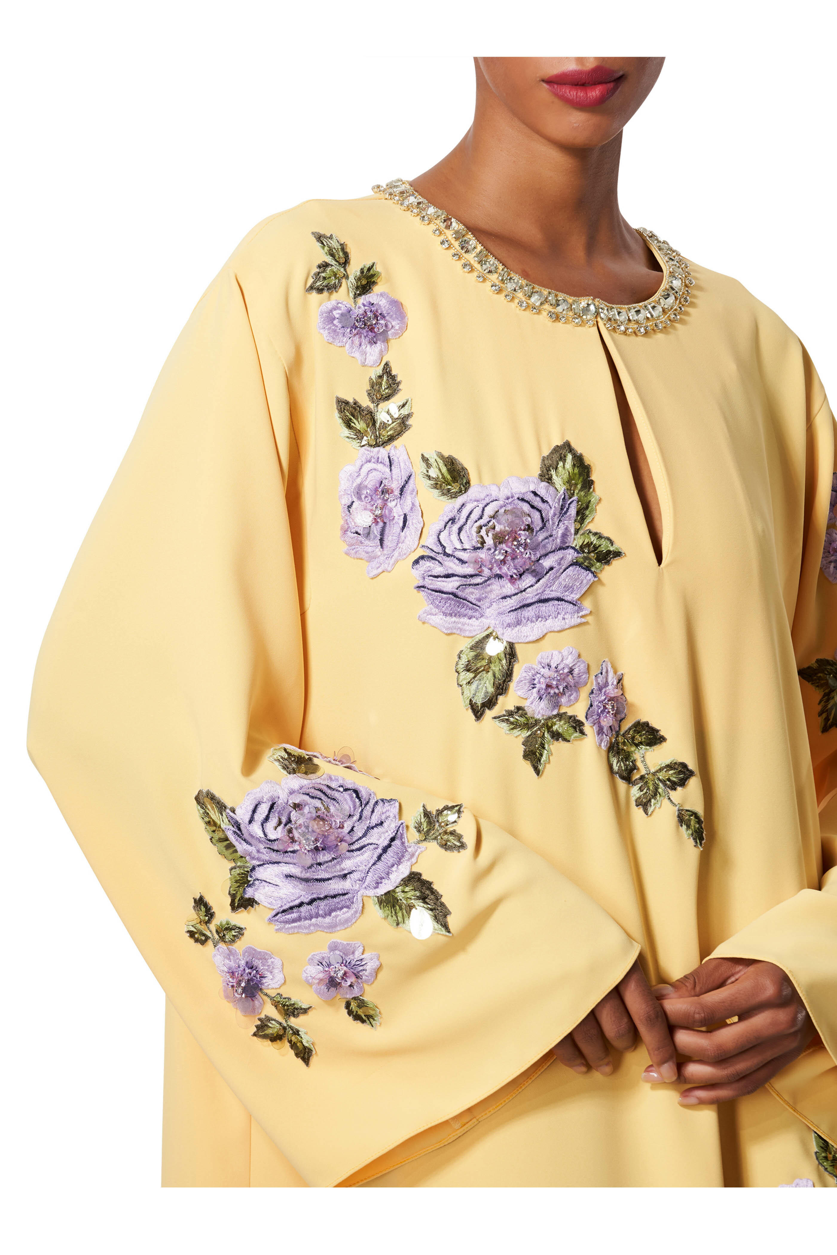 Carolina Herrera - Sunshine Pale Yellow Embellished Caftan