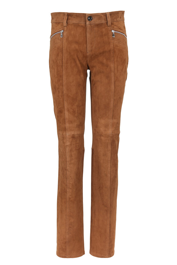 Bogner - Paola Brown Suede Zip Pocket Pant