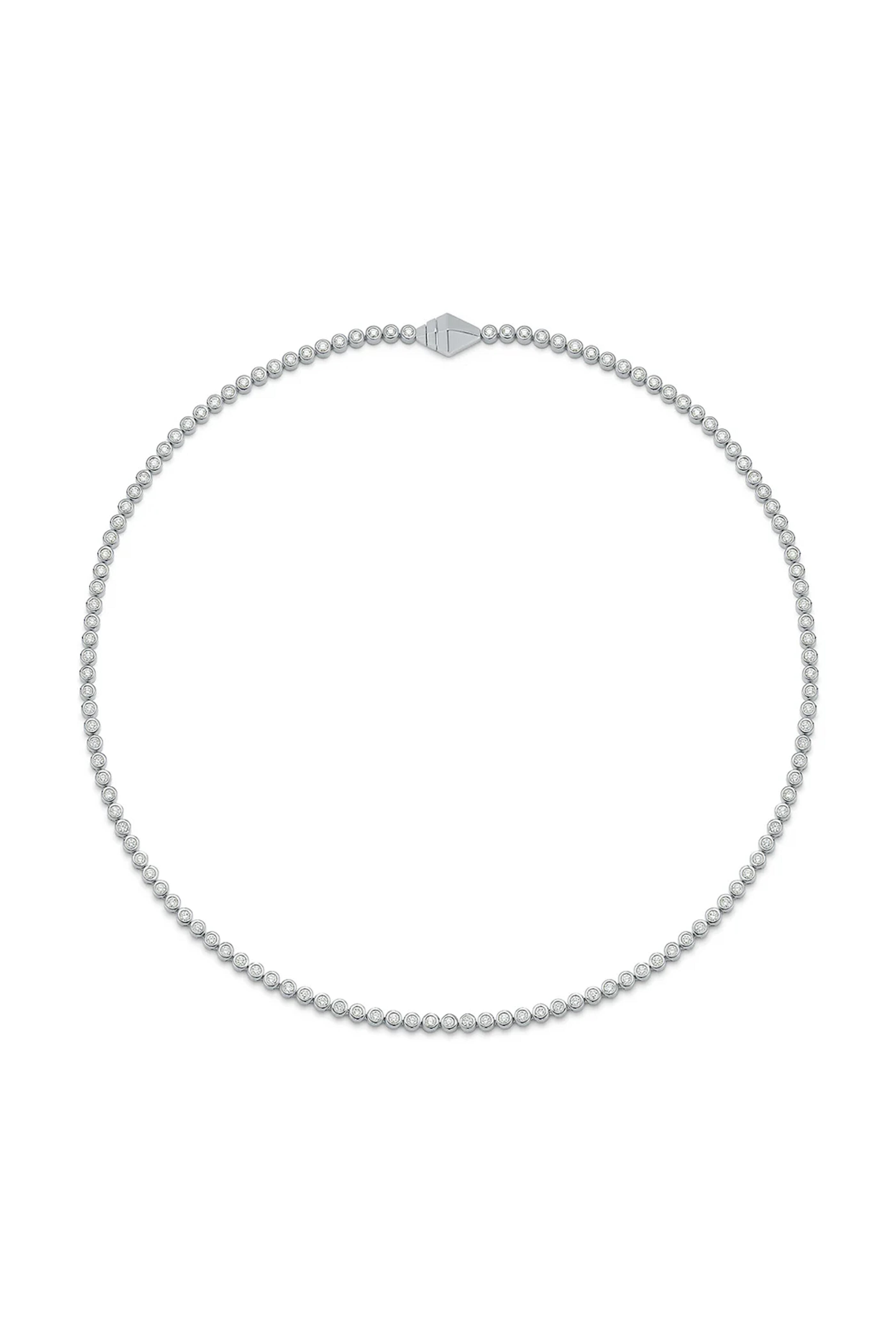Walters Faith - Classic White Gold Bezel Set Tennis Necklace
