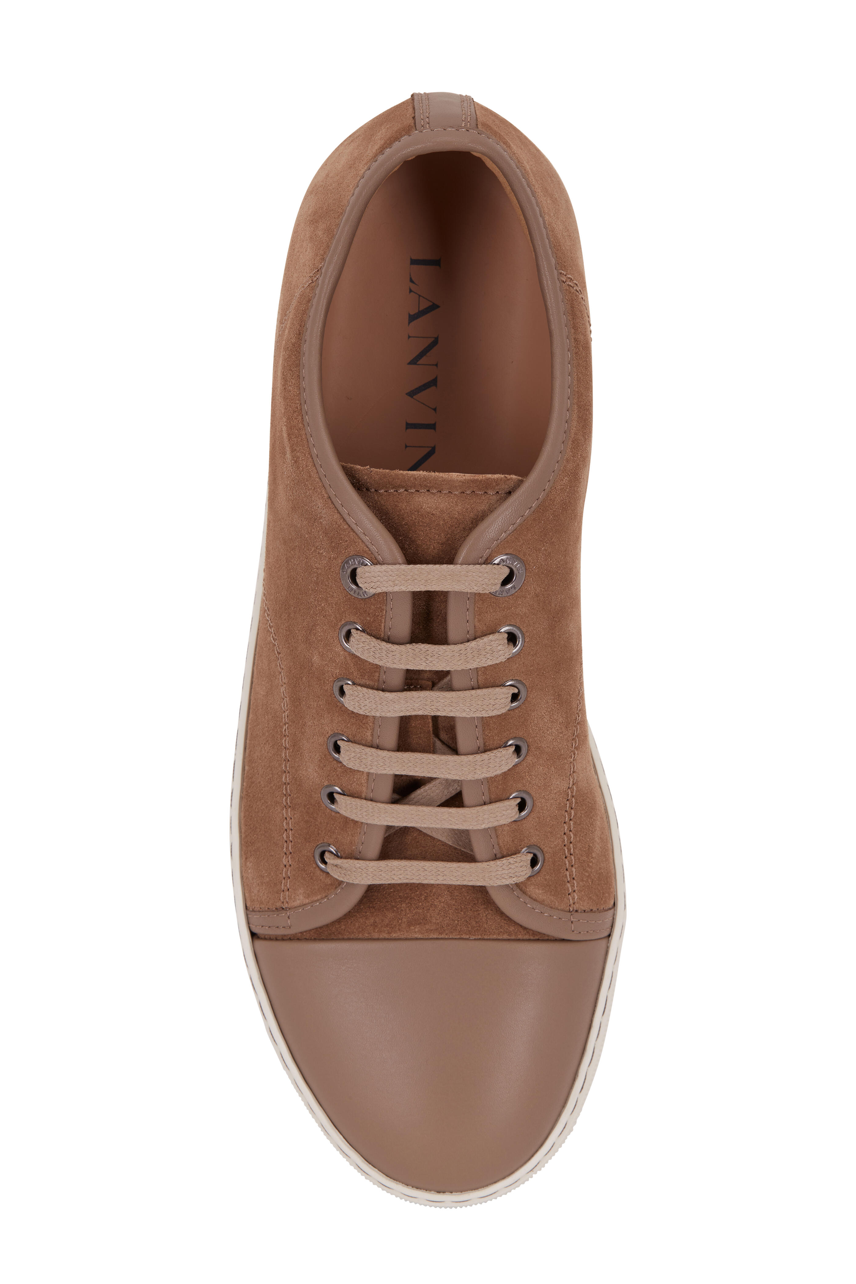 Lanvin - Beige Suede & Leather Cap-Toe Sneaker