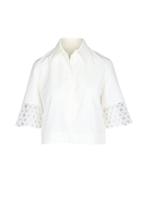 Akris Punto Cream Eyelet Boxy Blouse