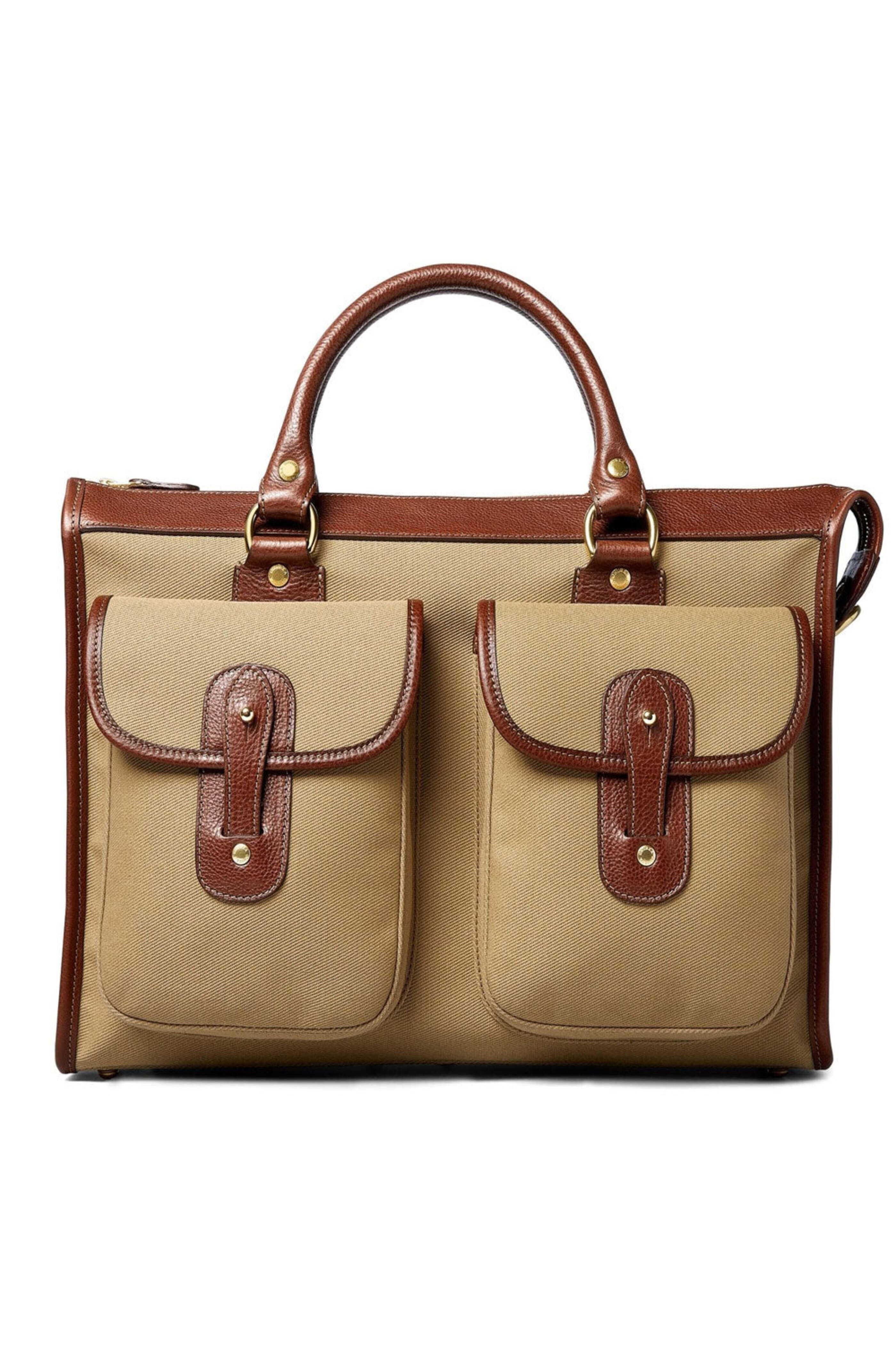 Ghurka - Briefcase in Khaki Twil & Vintage Chetnut