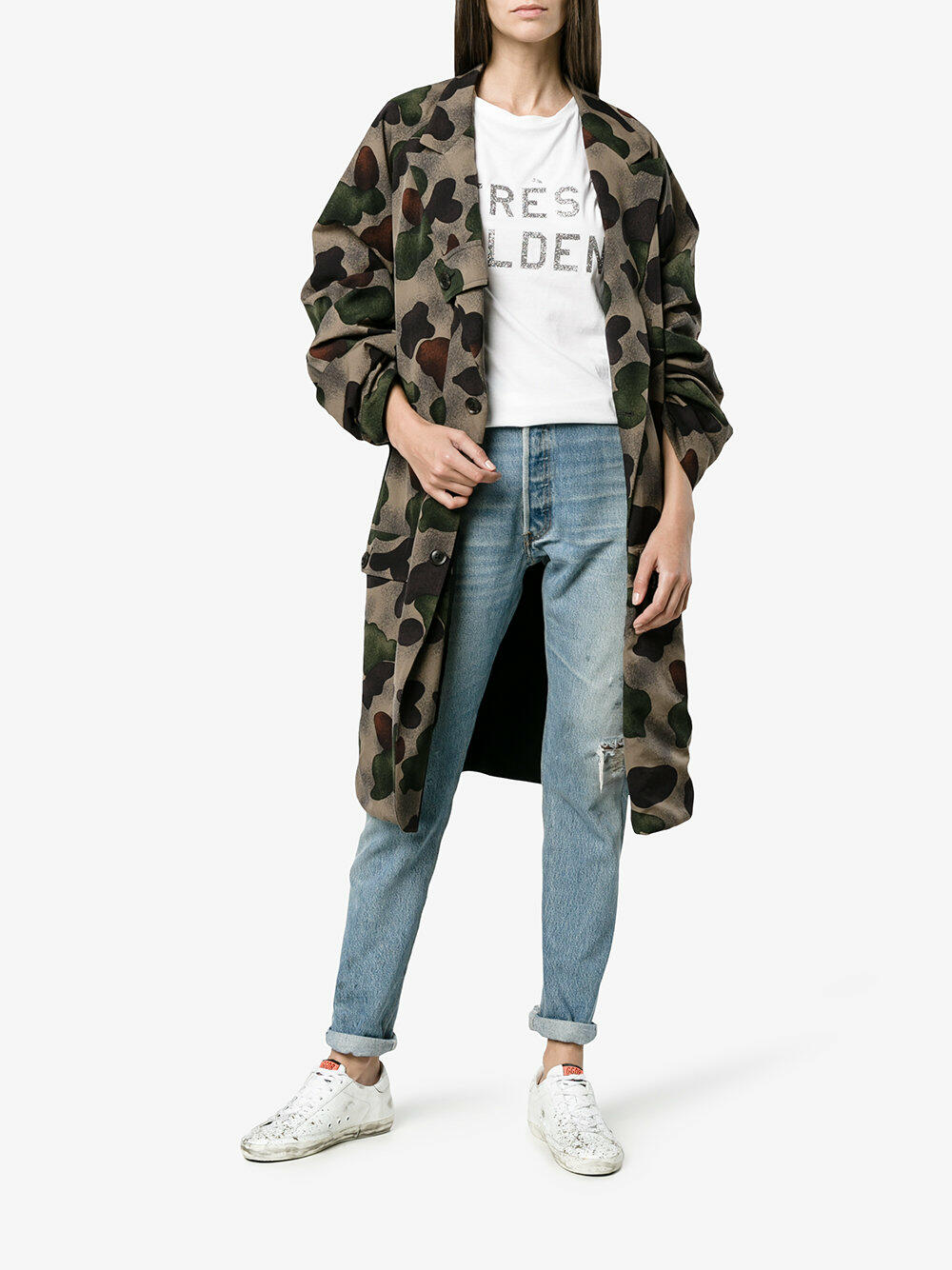 Golden Goose - Women's Superstar White & Gold Splatter Sneaker