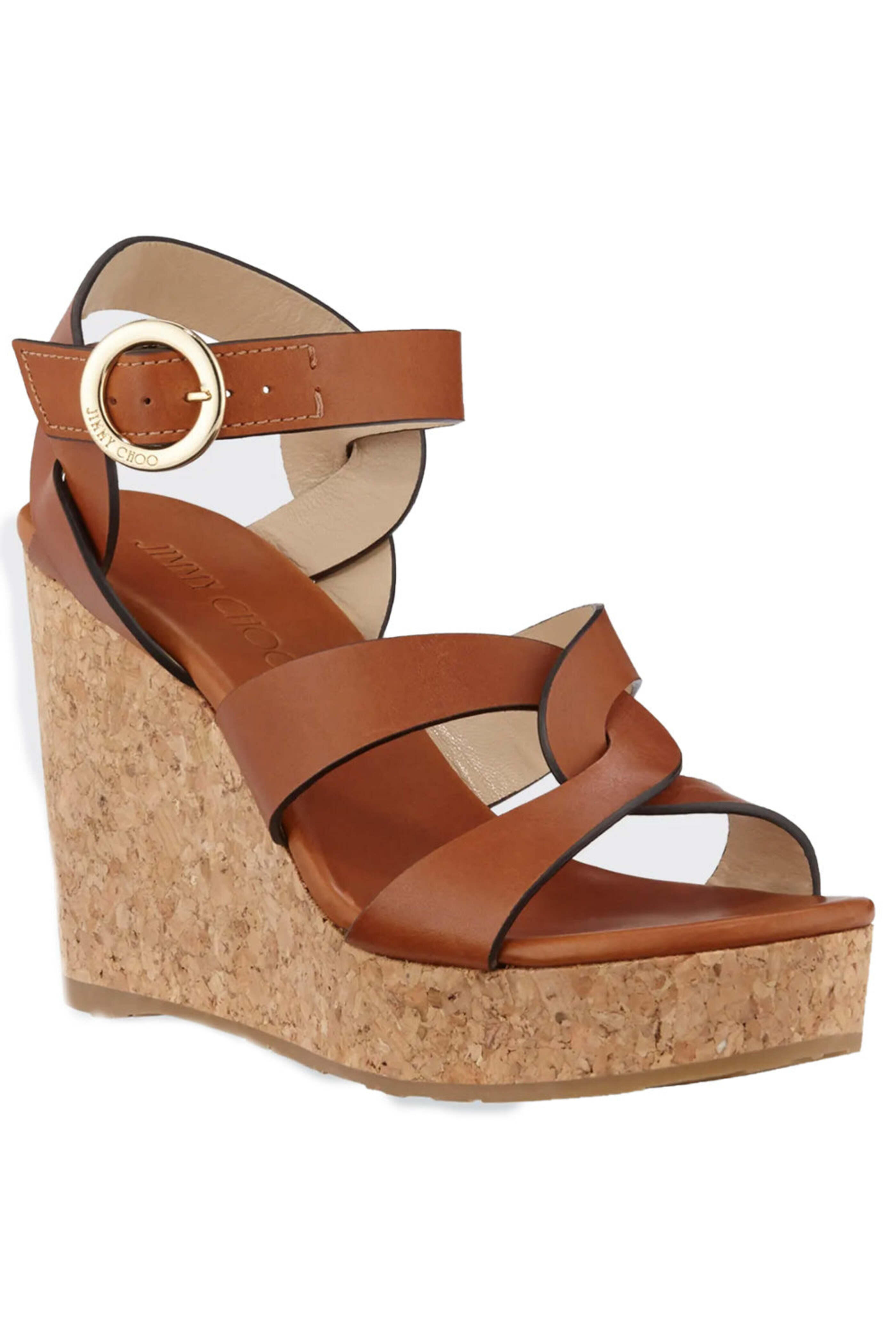 Jimmy Choo - Aleili 100 Vachetta Leather Sandal with Cork Wedge