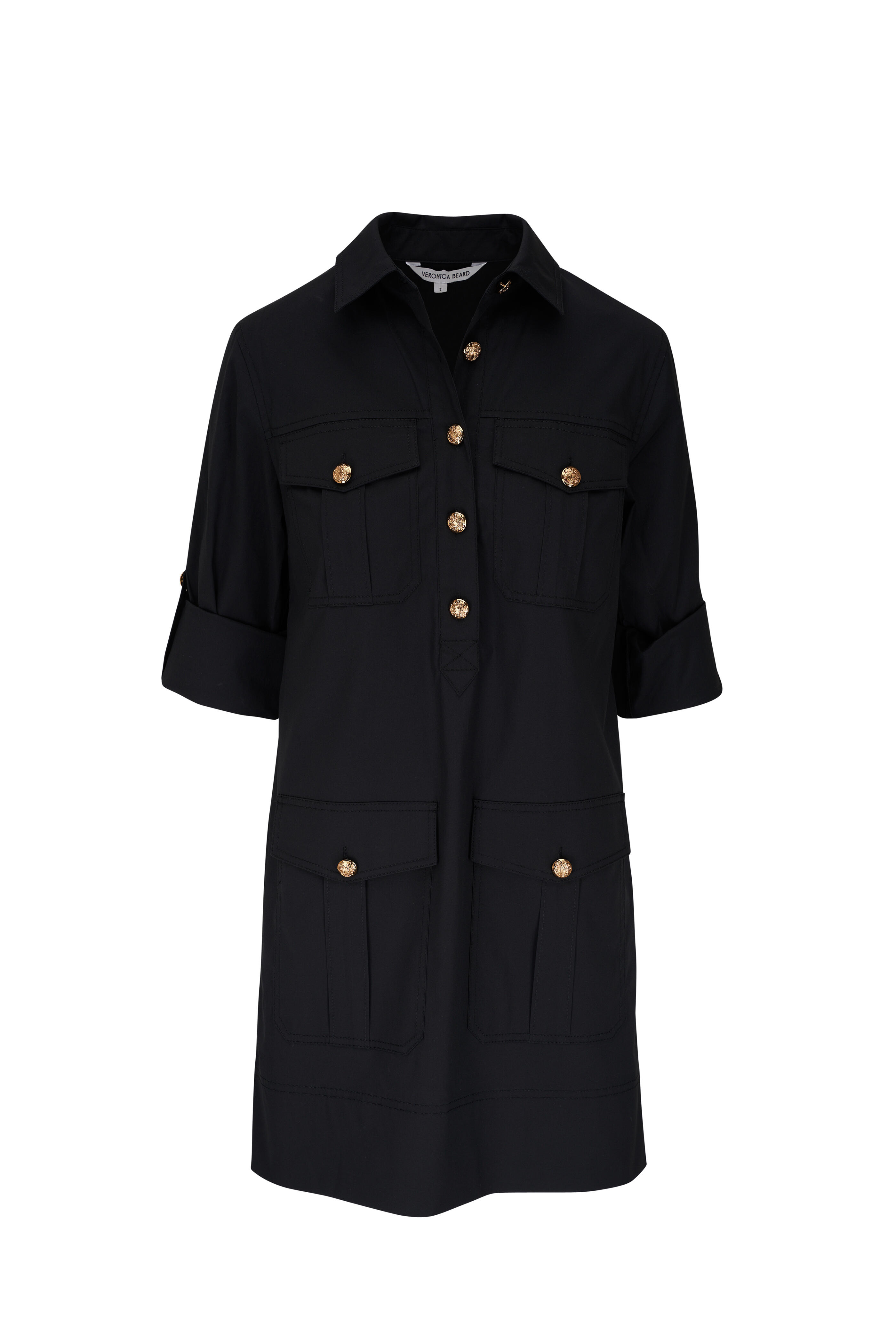 Veronica Beard - Saude Black Stretch Cotton Shirtdress