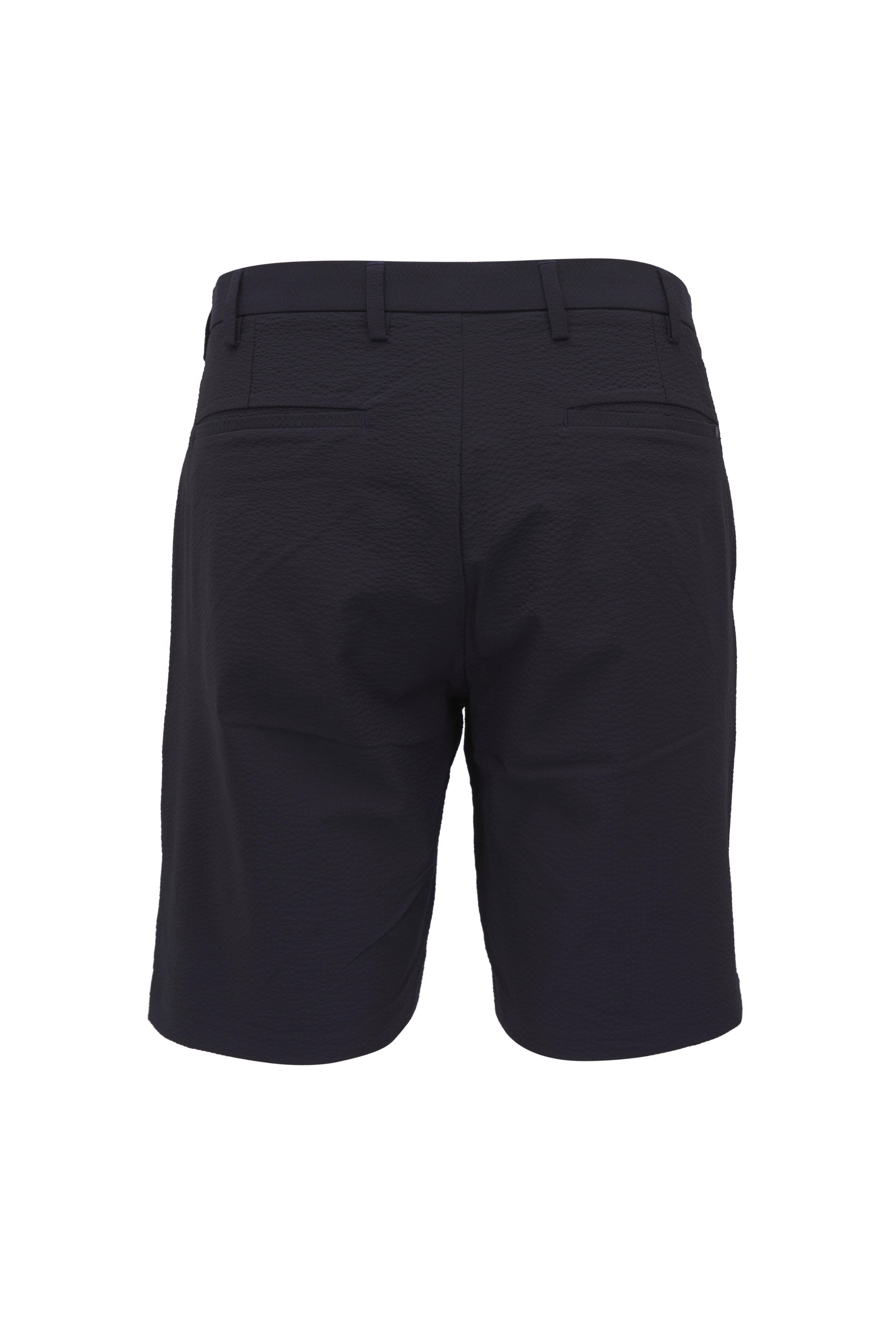 Deke - Navy Seersucker Bermuda Shorts