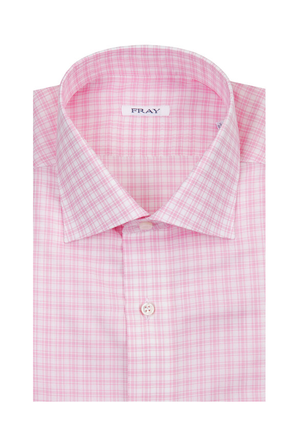 Fray Pink Plaid Cotton Dress Shirt - view 1