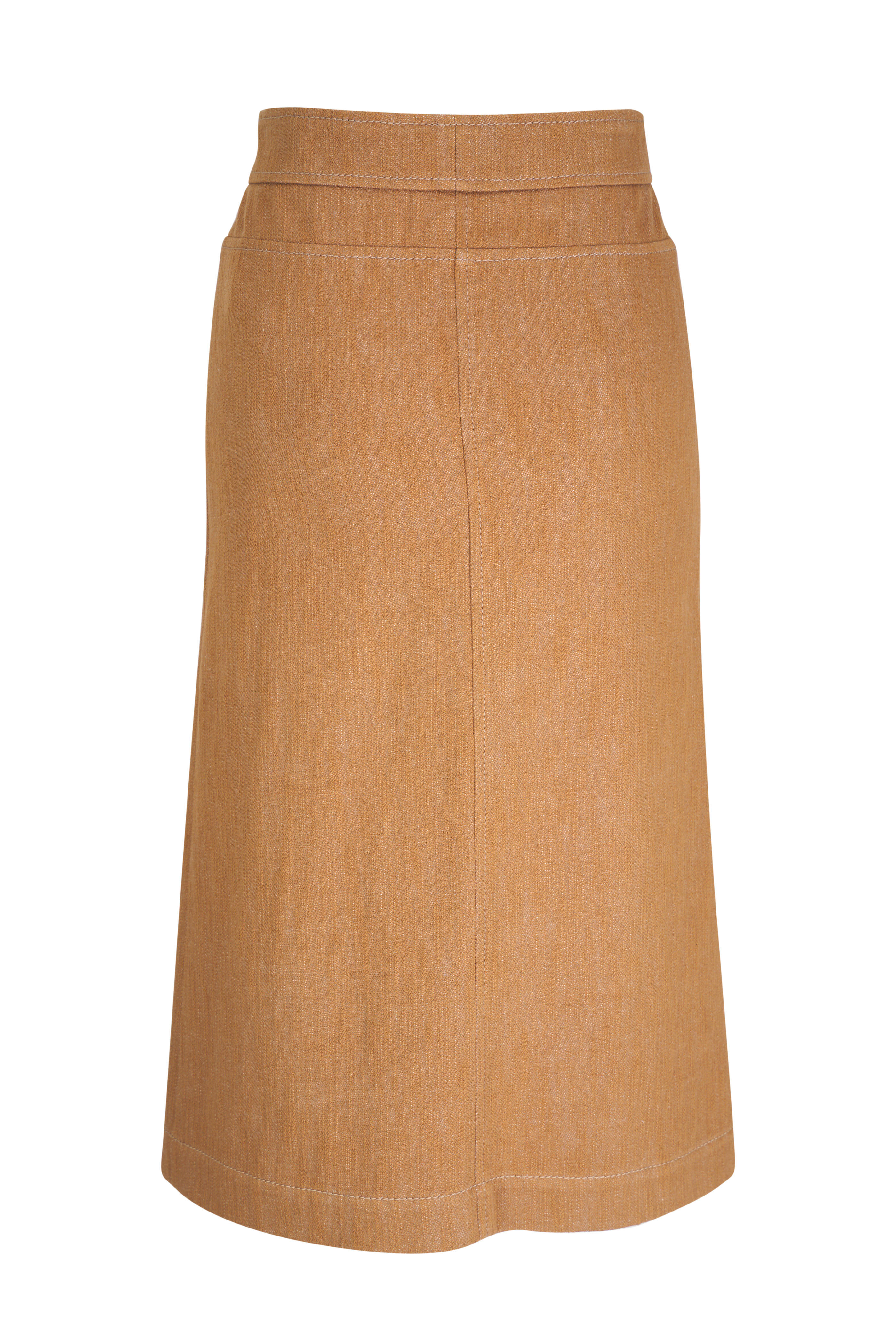 Akris Punto - Caramel Washed Denim Midi Skirt