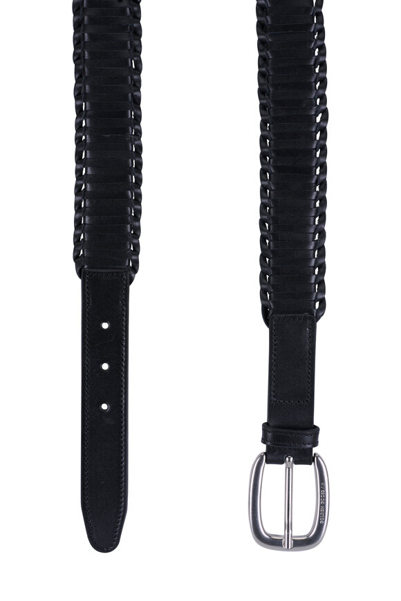 Golden Goose Houston Black Woven Washed Leather Belt - view 2