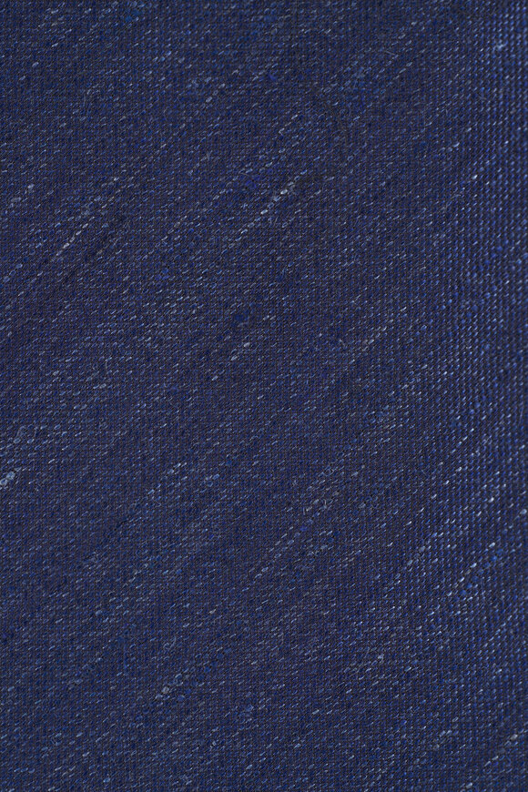 Eton Navy Blue Woven Linen & Silk Necktie - view 2
