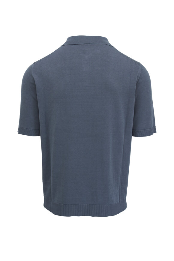 Isaia - Blue Silk Knit Polo