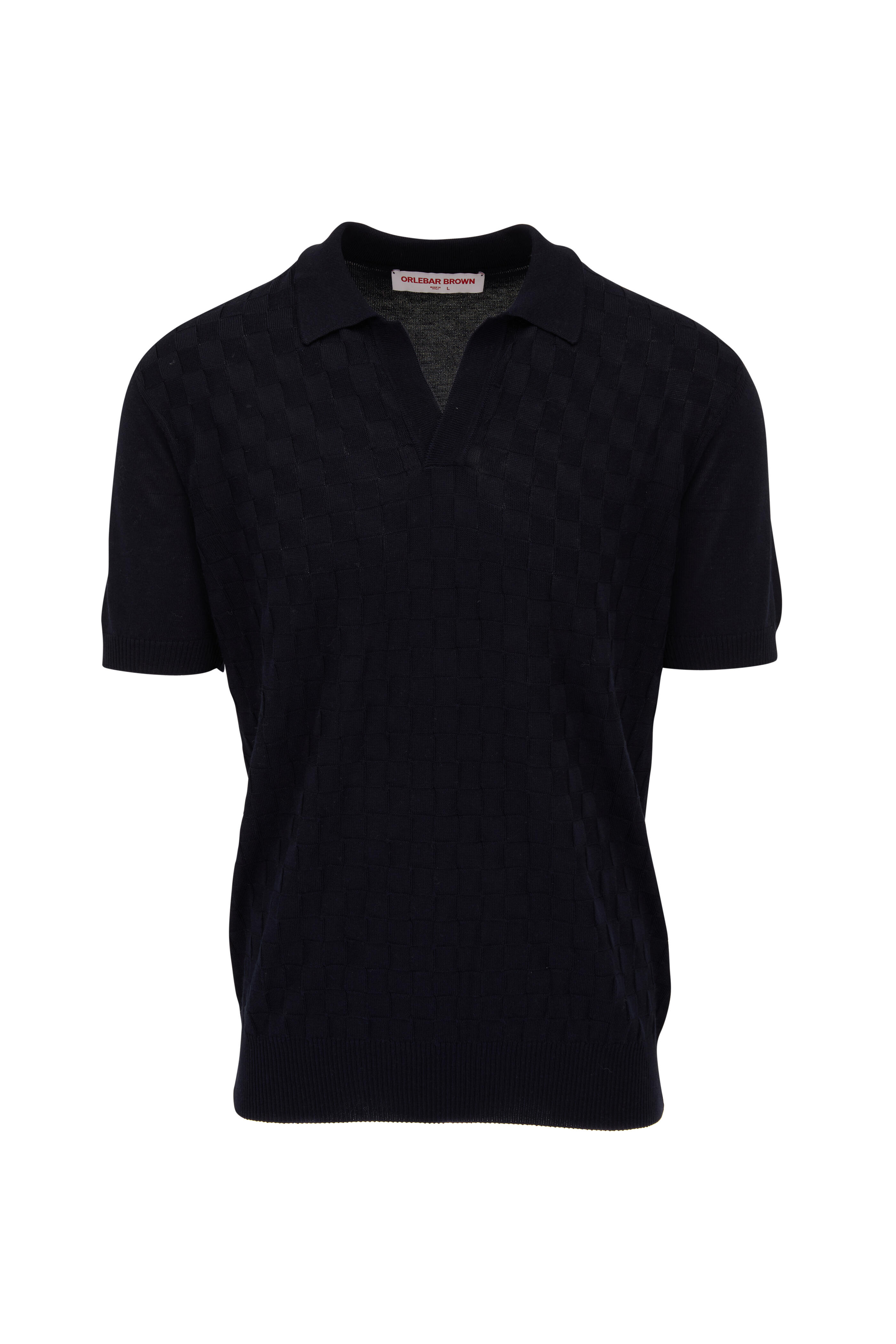 Orlebar Brown - Horton Night Iris Checkerboard Resort Silk Polo