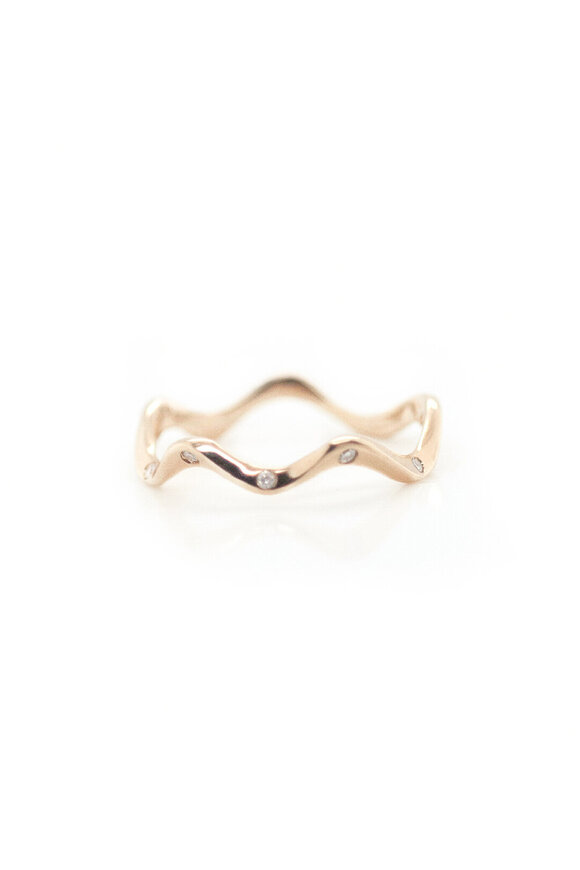 Kali Zoe 14k Yellow Gold Diamond Wave Band - view 1