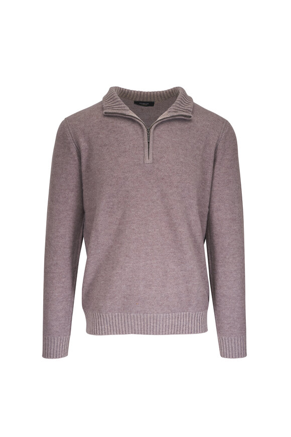 Kinross Taupe Pique Quarter-Zip Pullover