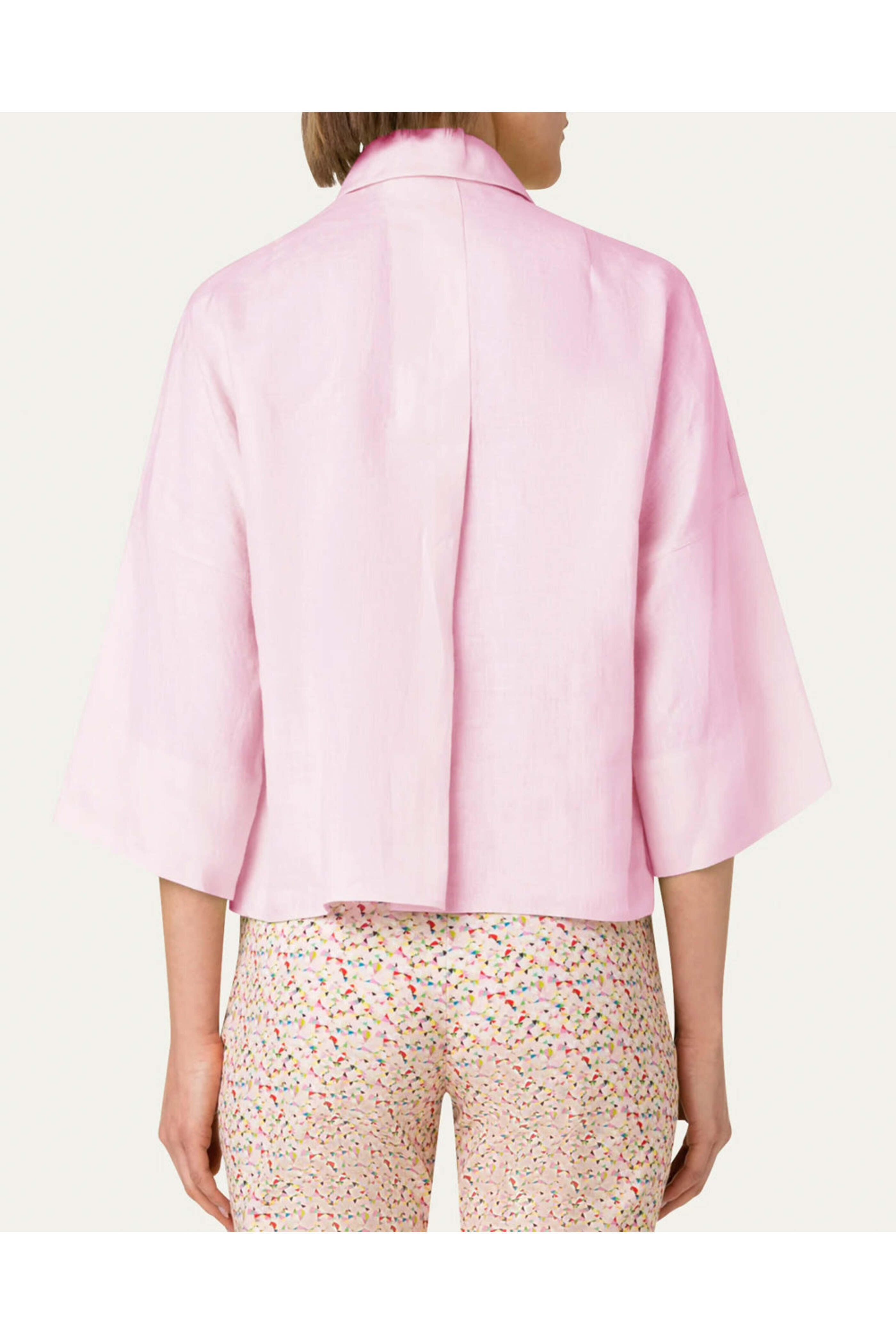 Akris Punto - Pink Linen Crop Shirt