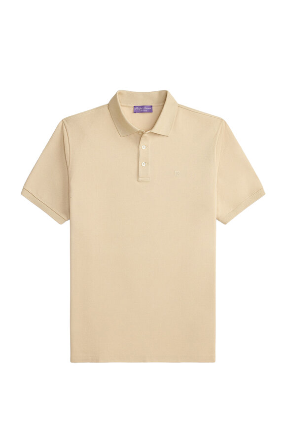 Ralph Lauren Purple Label Tan Cotton Short Sleeve Polo - view 2