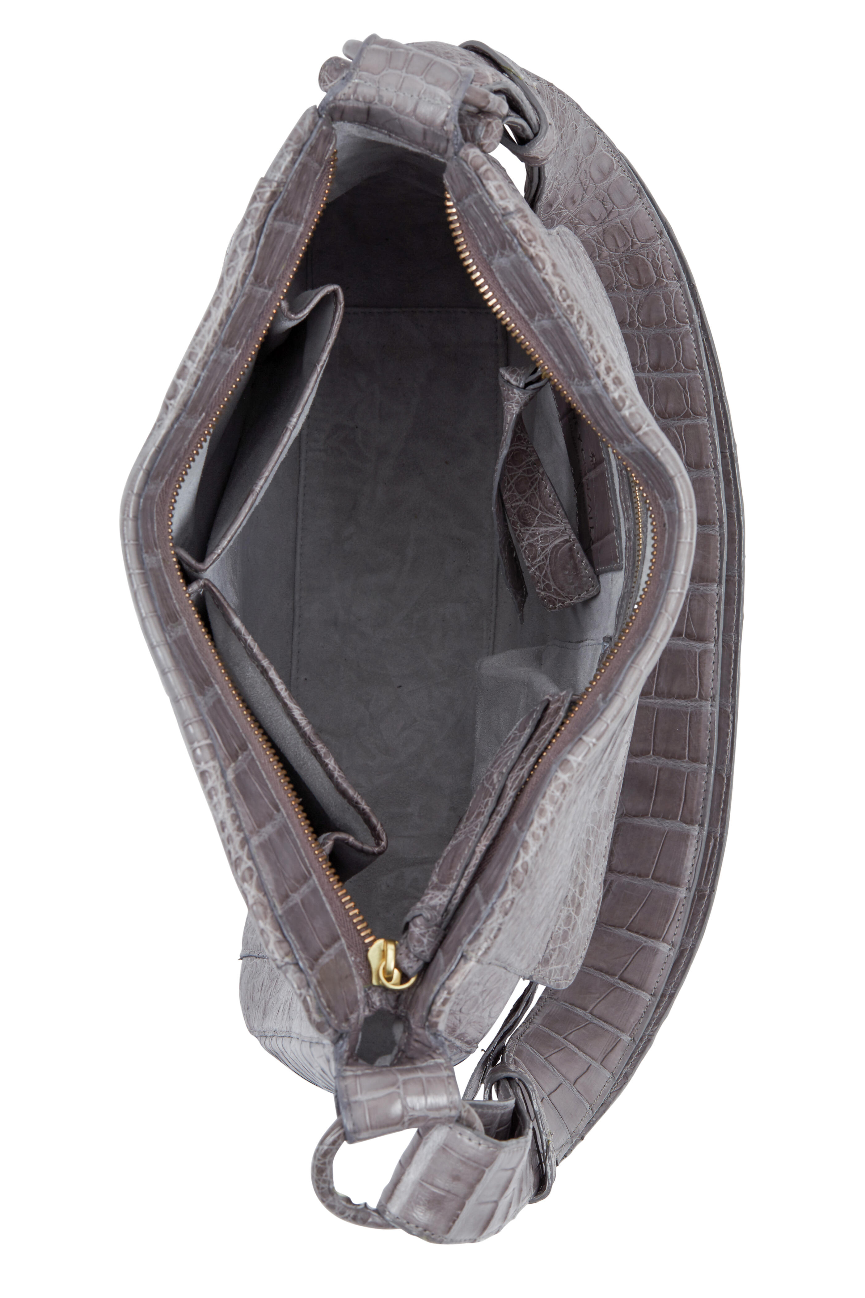 Nancy Gonzalez - Light Gray Crocodile Convertible Hobo Bag