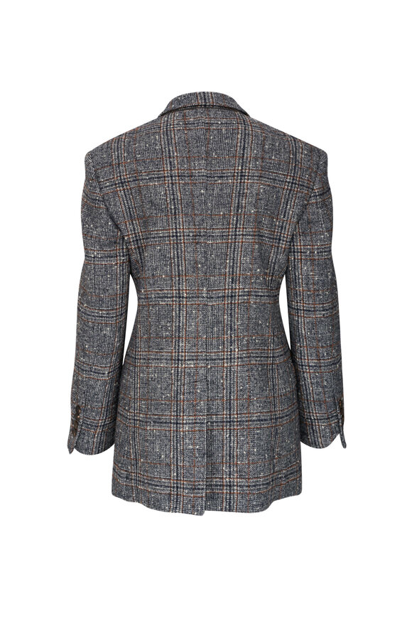 Brunello Cucinelli - Black & Gray Plaid Double Breasted Jacket 