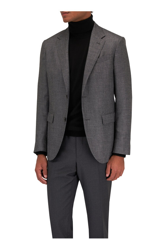 Zegna - Gray Plaid Cashmere, Silk & Hemp Sportcoat