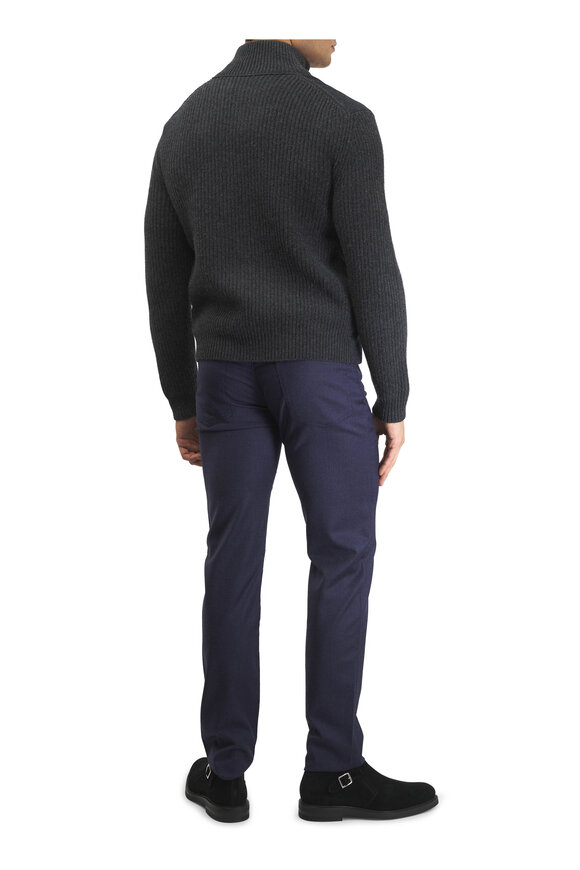 Maurizio Baldassari Navy Blue Flannel Five Pocket Pant - view 6