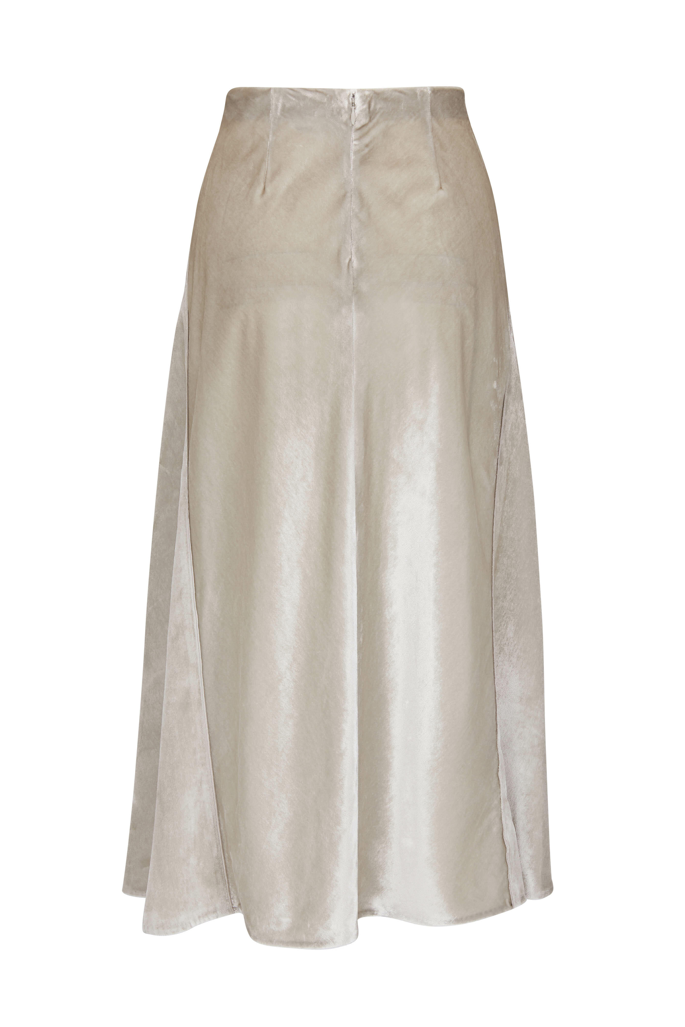 Vince - Silver Velvet Purl Edge Paneled Slip Skirt