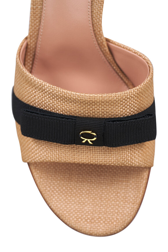 Gianvito Rossi Minou Linen & Black Leather Heel Sandal, 70mm - view 5