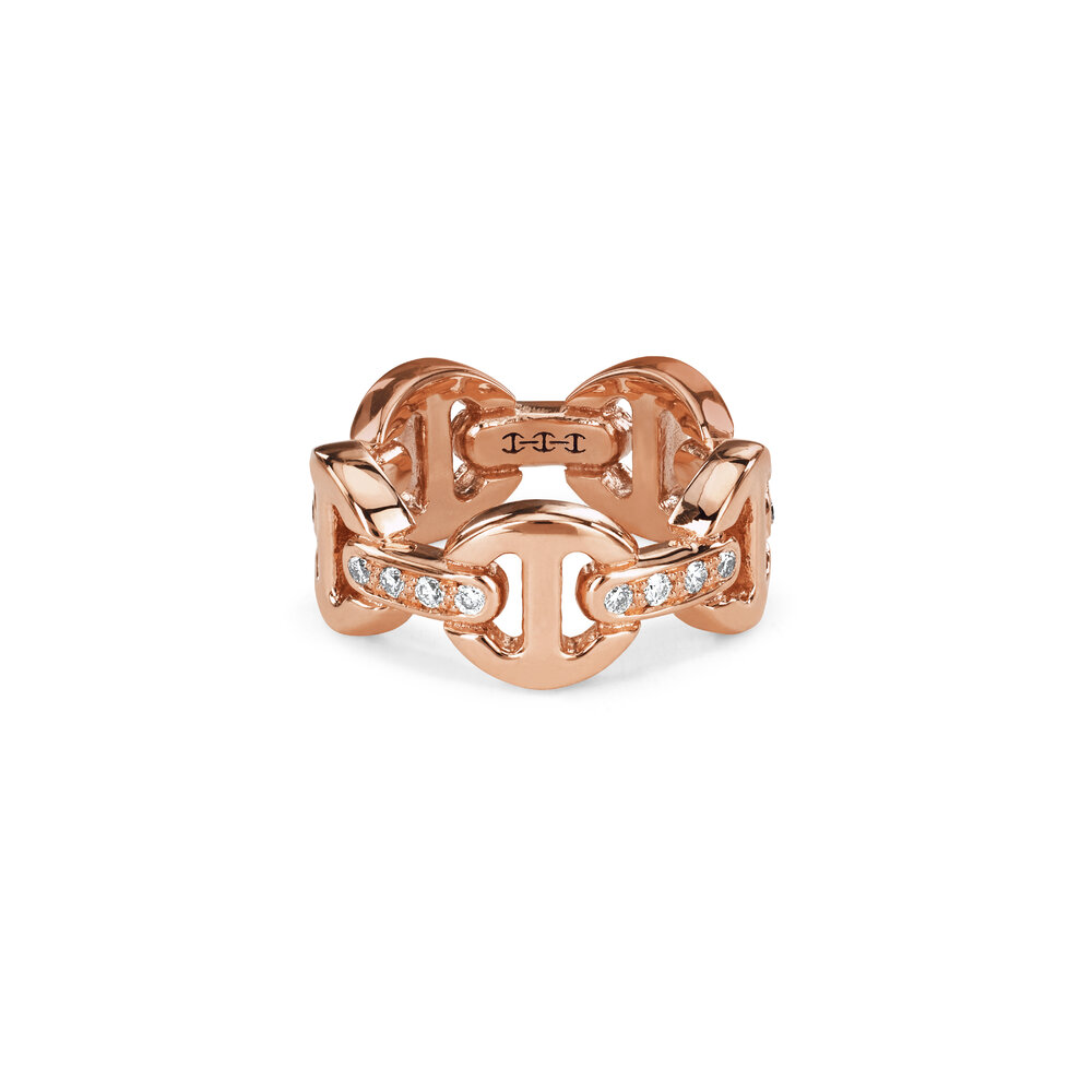 Hoorsenbuhs - 18K Rose Gold Dame Classic Tri Link Diamond Ring