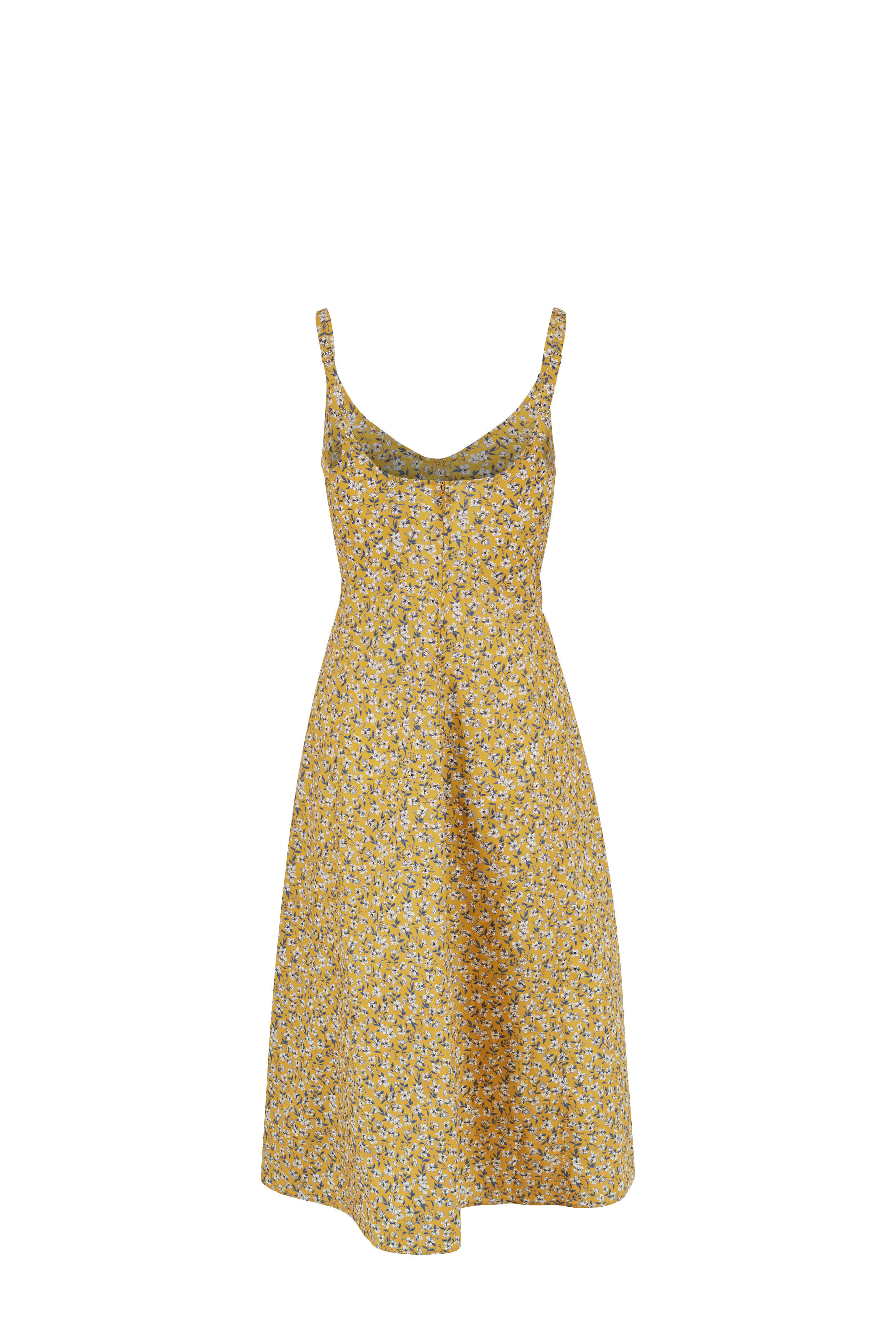 R13 - Yellow Floral Sleeveless Corset Midi Dress