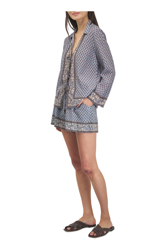 Veronica Beard Eva Blue Jay Multi Tie Front Top - view 2