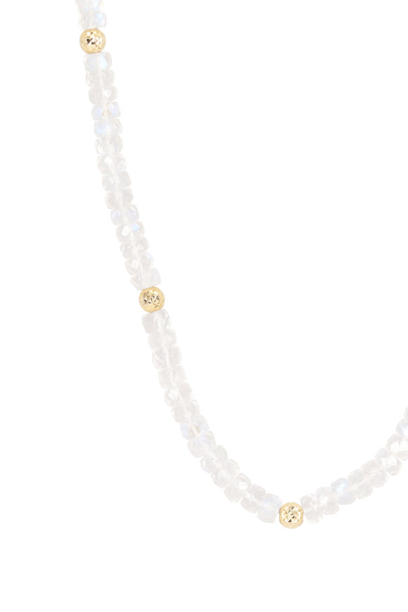 Lauren K 18k Yellow Gold Moonstone Beaded Necklace - view 2