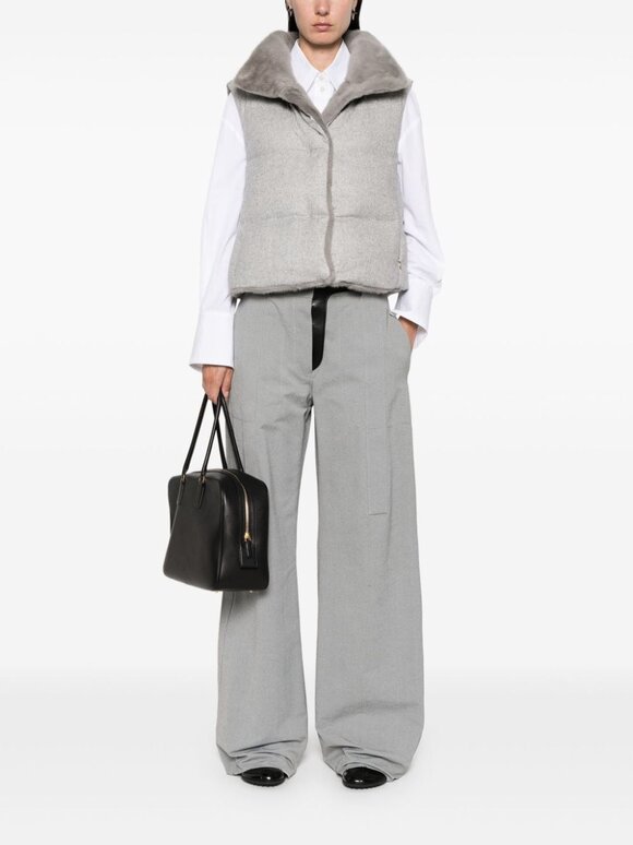 Herno - Pearl Gray Silk & Cashmere Quilted Vest