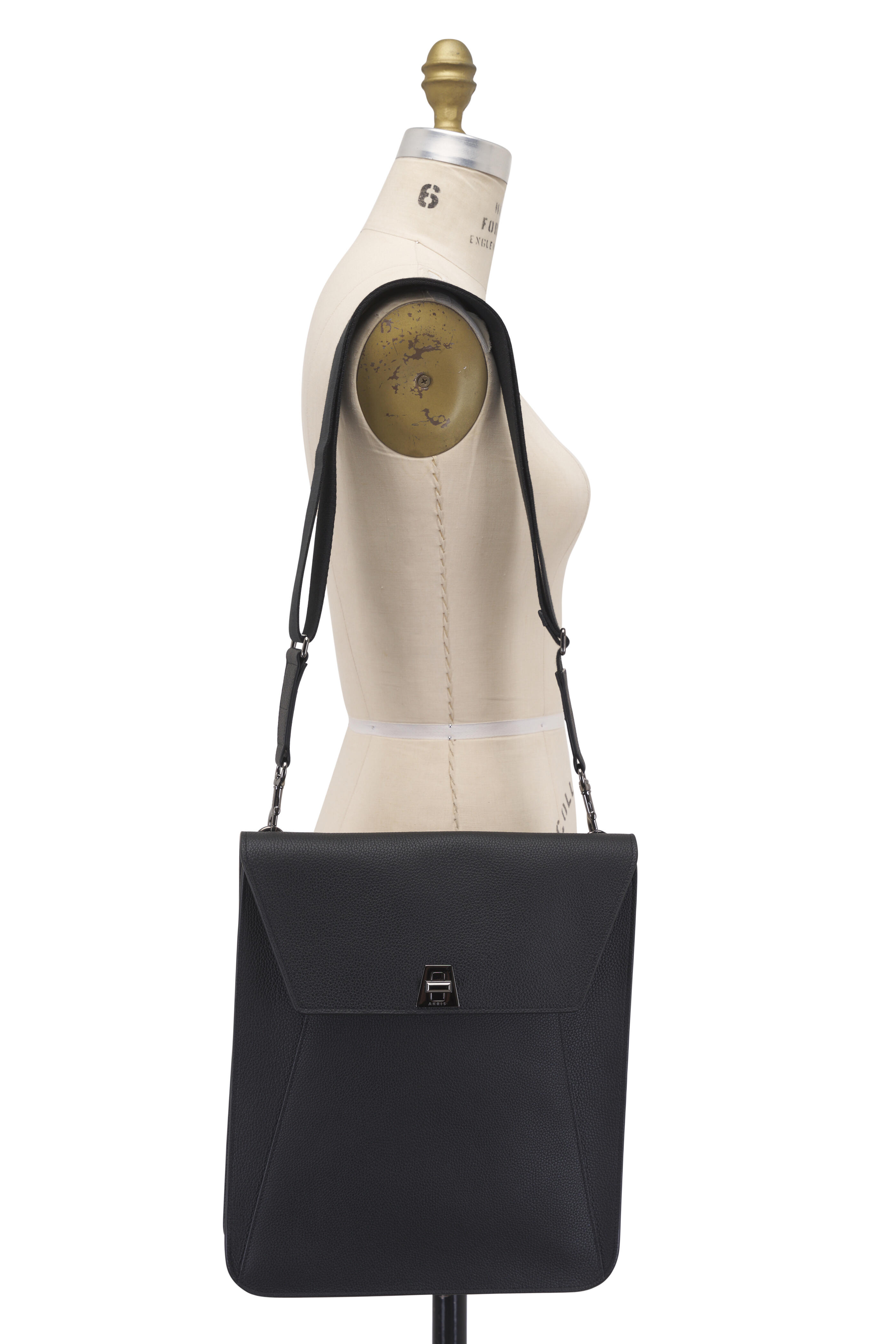 Akris - Large Anouk Black Leather Messenger Bag | Mitchell