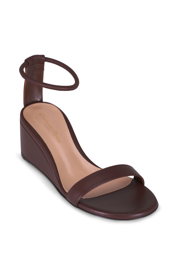 Gianvito Rossi Nappa Brown Wedge Sandal