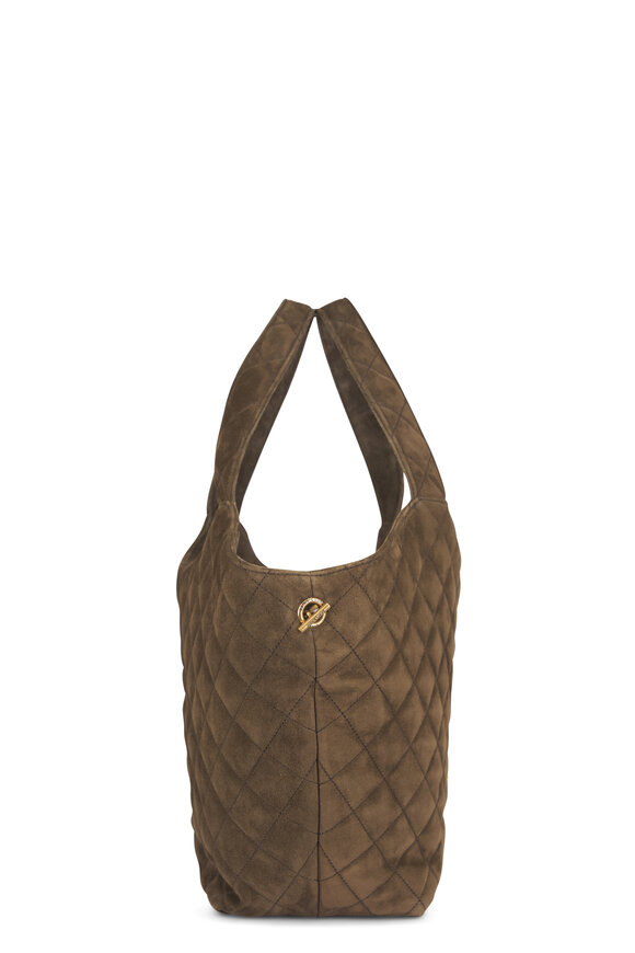 Saint Laurent Medium Icare Light Musk Suede Shopping Tote - view 3