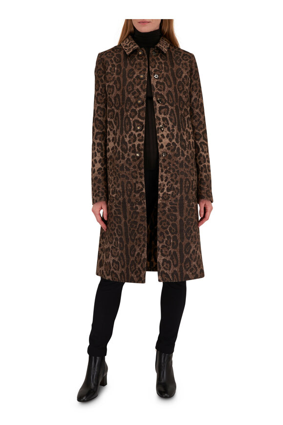 Dolce & Gabbana - Jacquard Leopard Long Wool Coat 