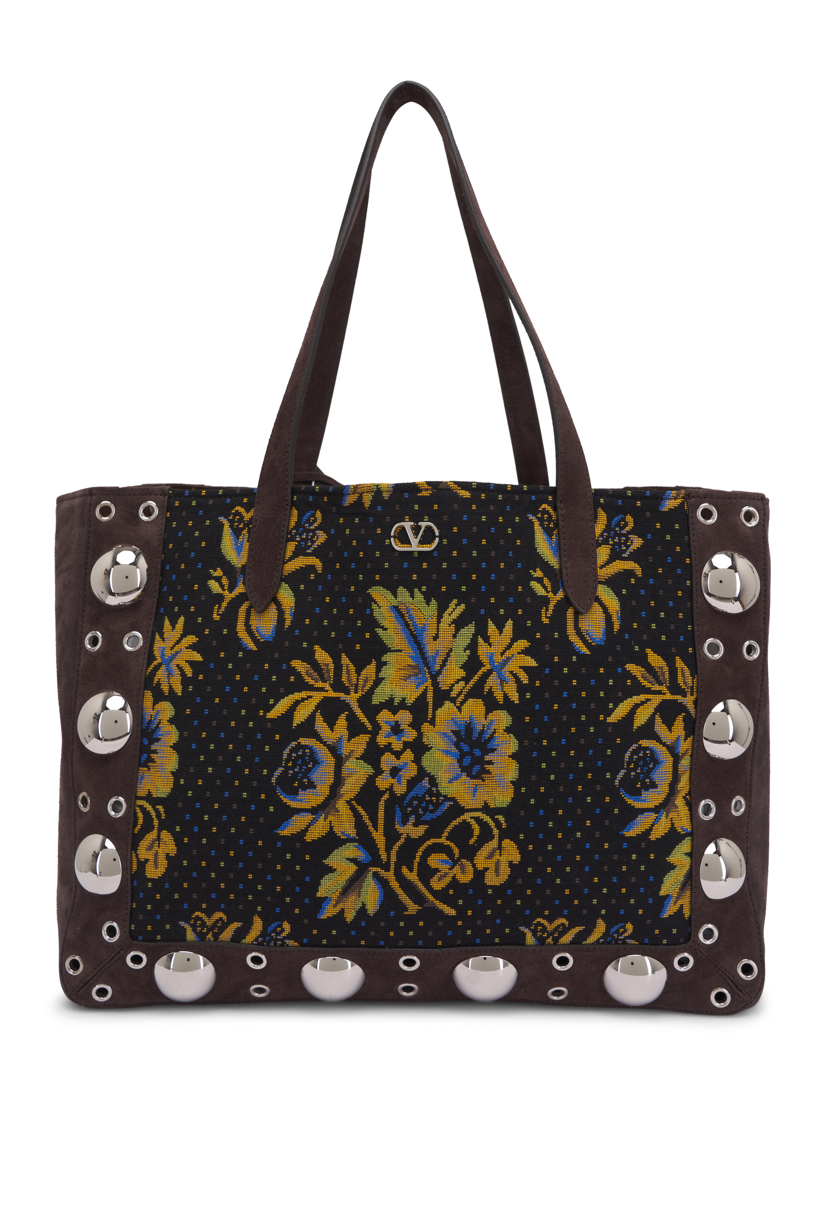 Valentino Garavani - VLogo Plaque Floral Patterned Shopping Tote