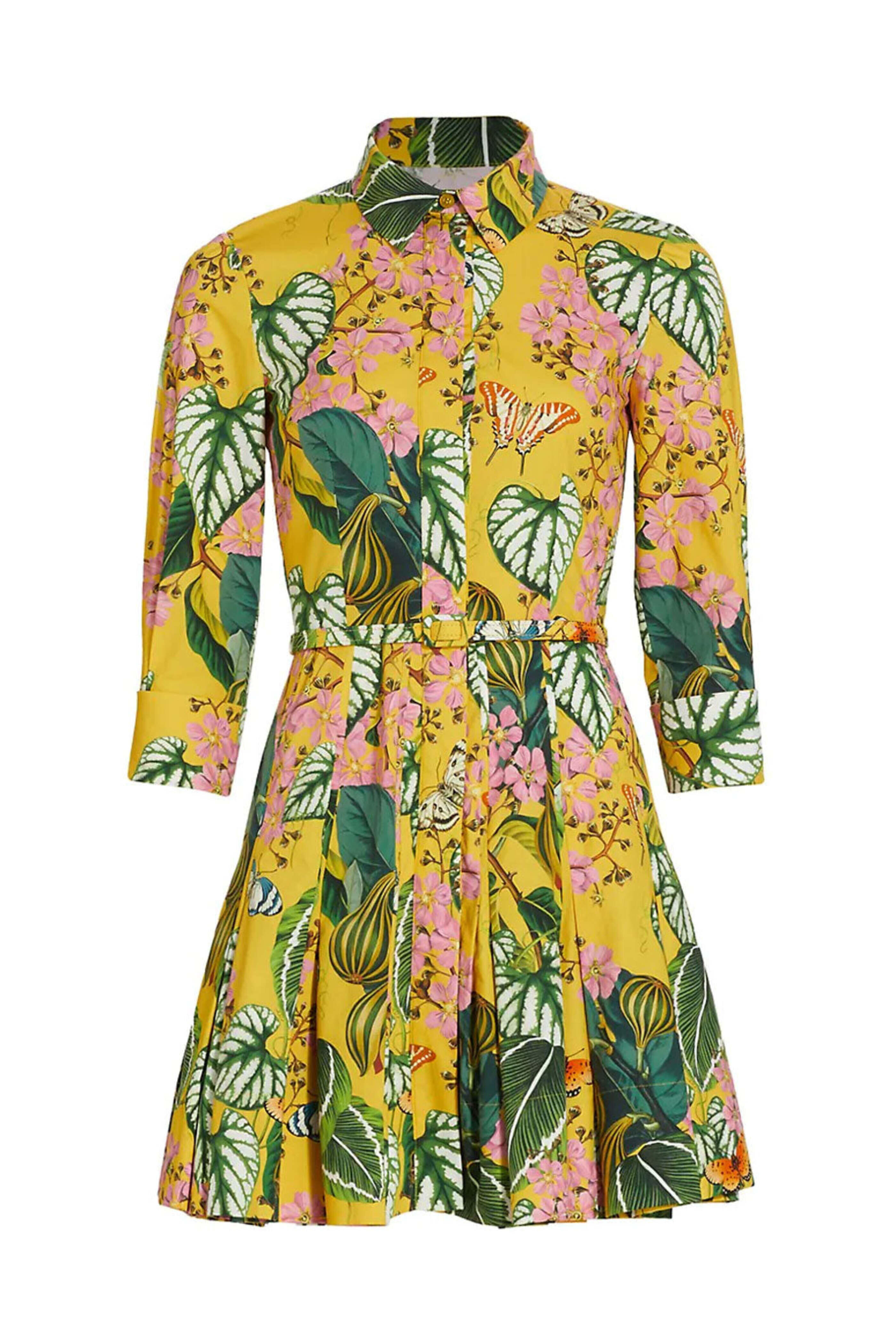 Oscar de la Renta - Daffodil Mixed Botanical Cotton Dress