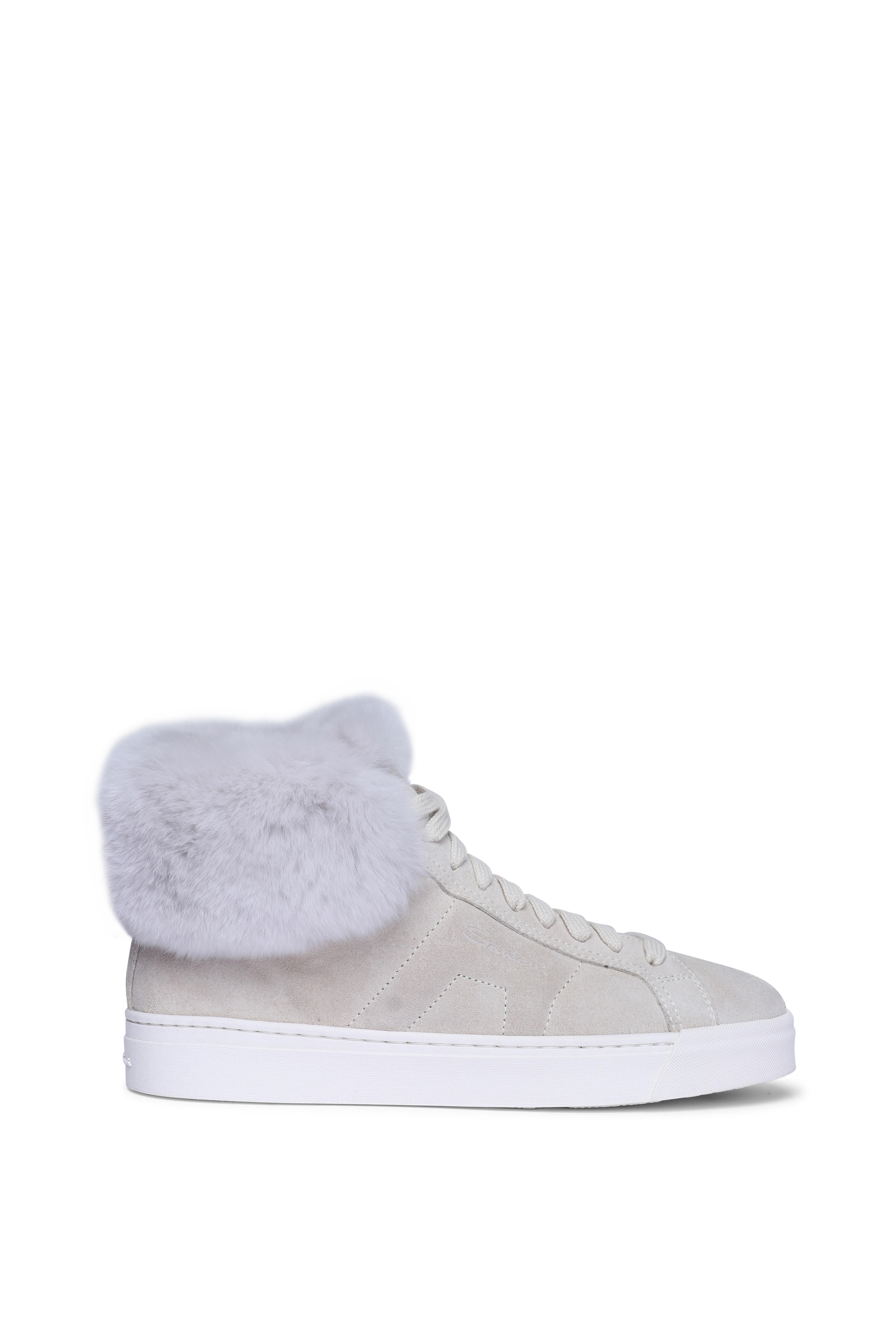 Santoni - DBS Beige Shearling High Top Sneaker