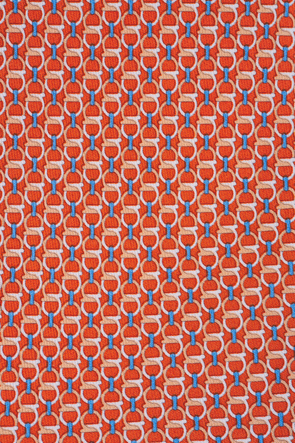 Ferragamo Orange Gancini Print Silk Necktie - view 2
