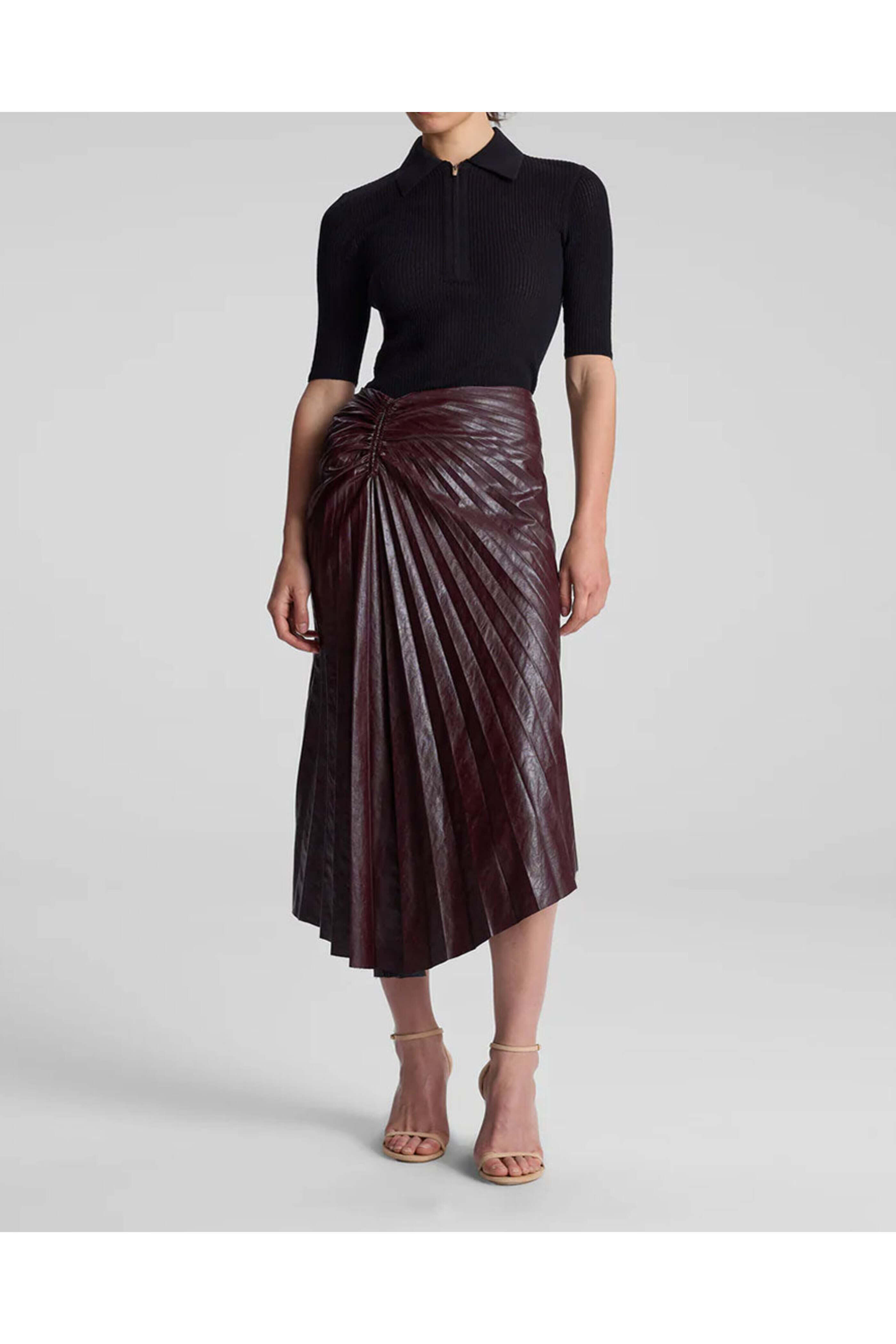 A.L.C. - Cordovan Tracy Vegan Leather Skirt
