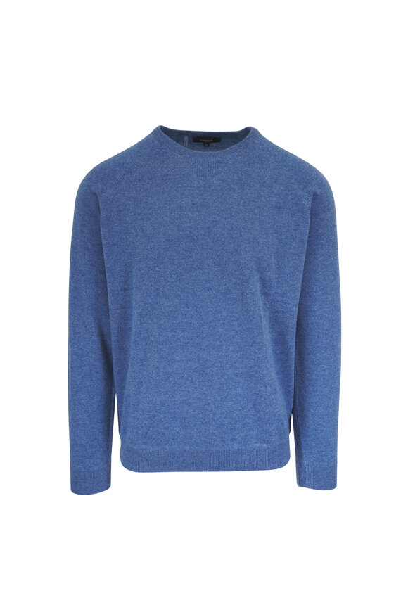 Kinross Denim Cashmere Coverstitch Sweater - view 1