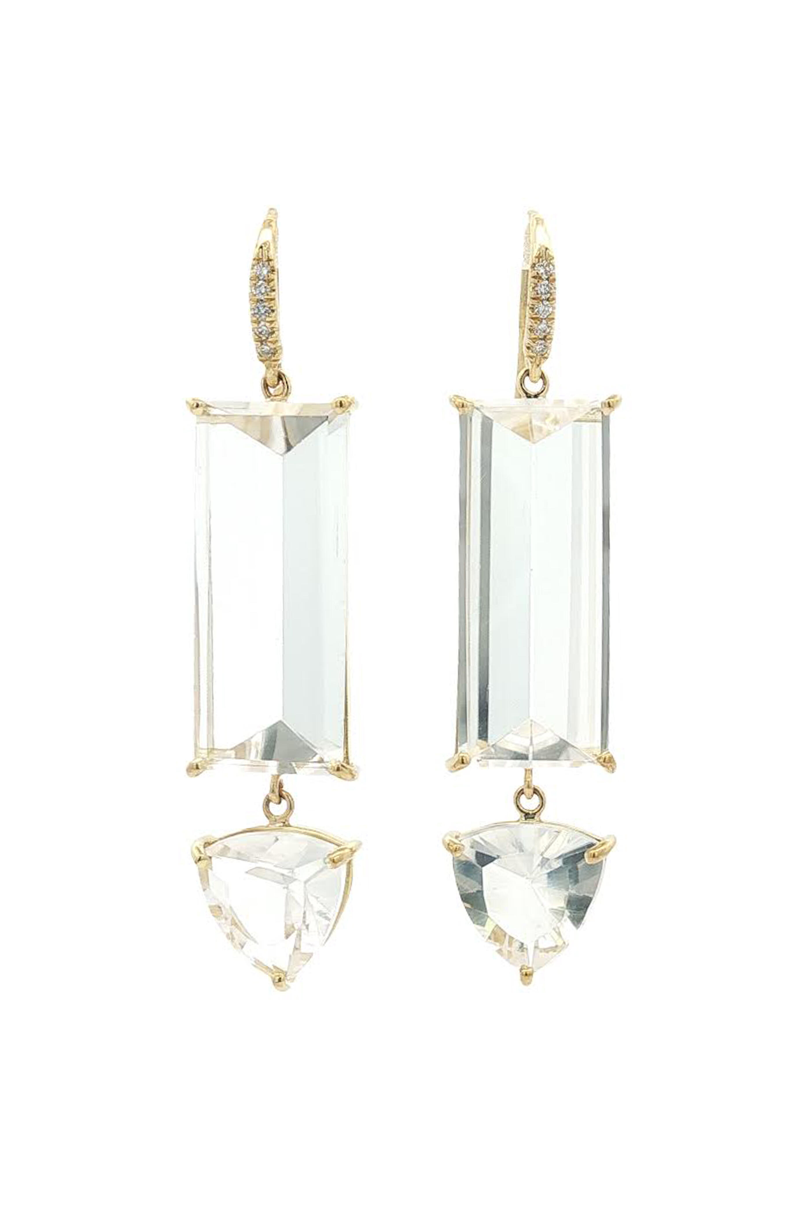 Lauren K - White Quartz Double Drop Earrings - view 1