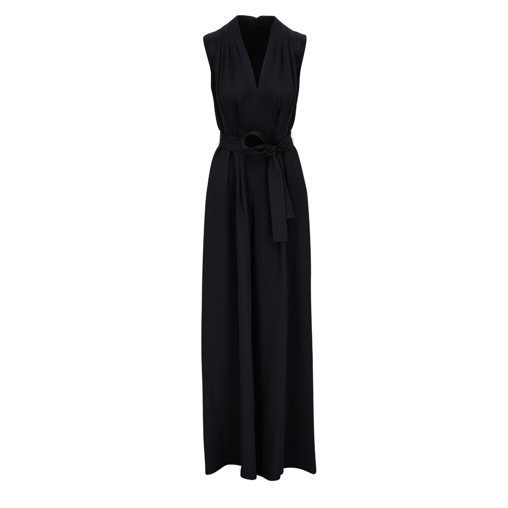 Adam Lippes - Nansi Black Silk Crepe Jumpsuit | Mitchell Stores