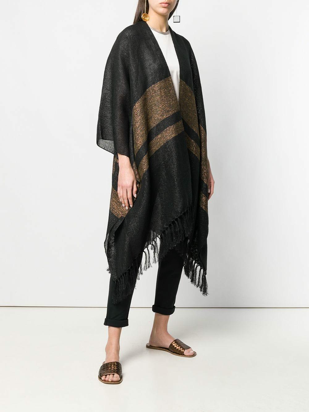 BRUNELLO CUCINELLI ストライプ フリンジ エッジ スカーフ Brunello Cucinelli Fringed Striped Edge Silk Scarf | Scarves
