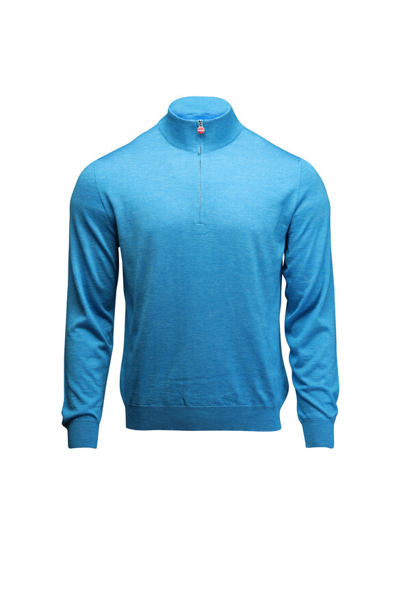 Kiton - Light Blue Zip Polo | Mitchell Stores